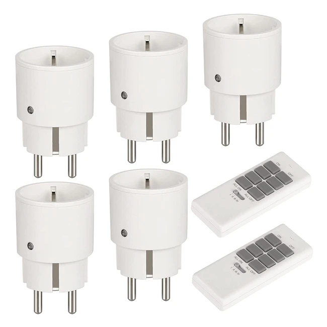 Enchufes Inalámbricos Inteligentes 2300W - Control Remoto - 12 Canales - 5 Enchufes - Alcance 70m