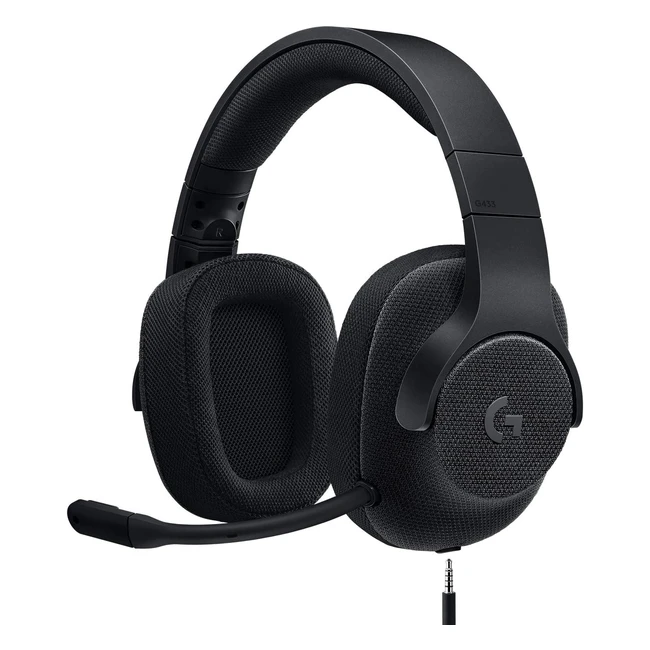 Cuffie da gioco Logitech G433 con audio surround 7.1 DTS X, leggere e traspiranti per PC, Mac, Nintendo Switch, PS4, Xbox One - nere