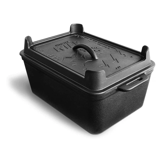 Burnhard Gusseisen Kastenform mit Pfannendeckel - 65 L - Preseasoned - Ideal zum