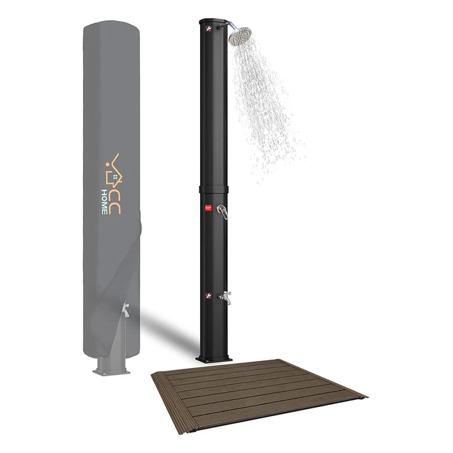 CCLife Solardusche mit Bodenplatte 40L UV-bestndiges PVC Chromglanzarmature