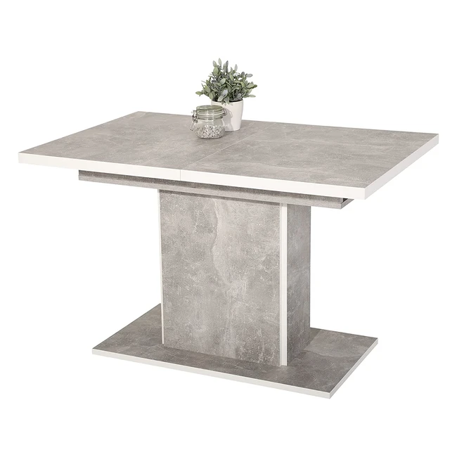 Ausziehbarer Säulentisch Alice in Betonoptik 120x160cm - Holzwerkstoff, pflegeleicht