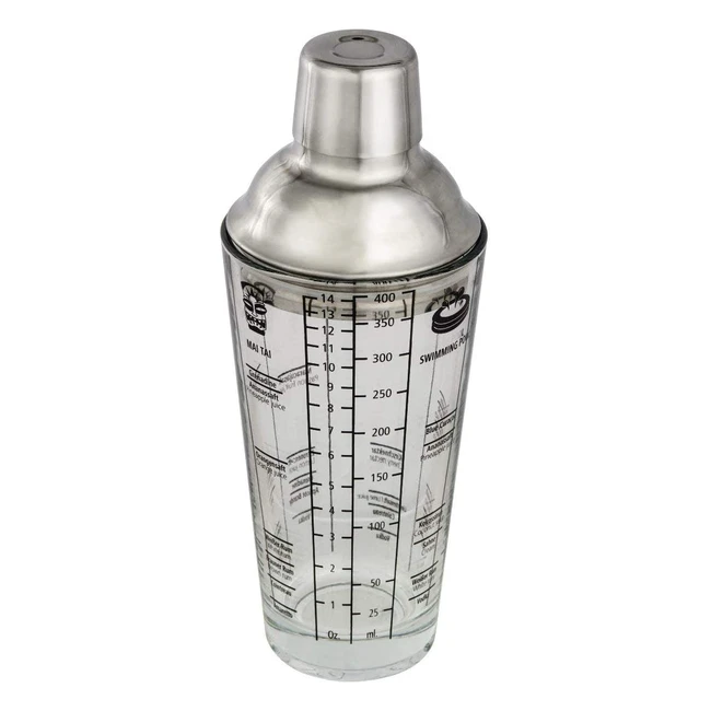 Coctelera Xavax de acero inoxidable y cristal 400ml con jarra medidora y colador - Recetas incluidas