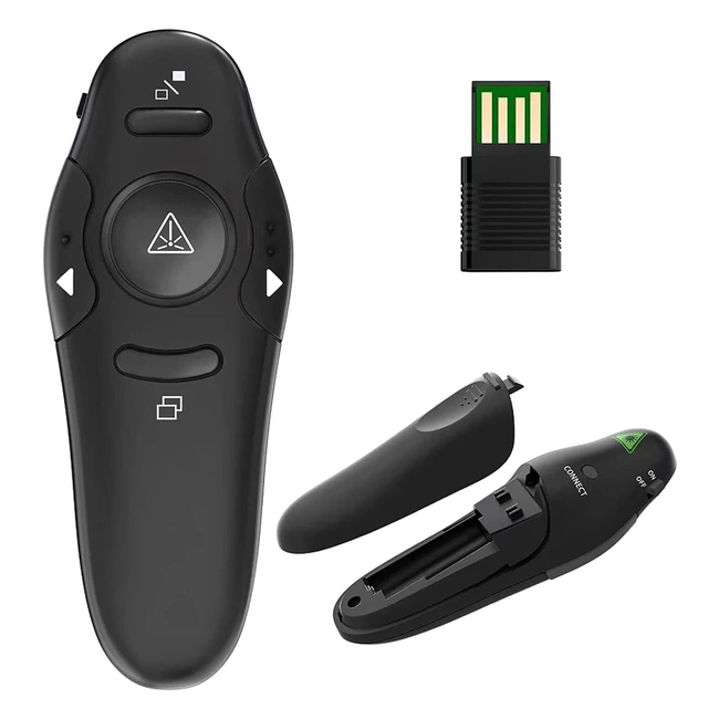 Télécommande PowerPoint sans fil 2.4GHz USB - Plug & Play - Pointeur laser - Compatible Windows/Mac/Linux/Android - Idéal pour conférences et enseignants