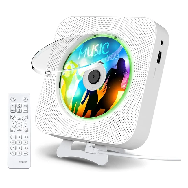 Kovcdvi CD Player with Bluetooth & Built-in Speakers - Wall Mountable & Remote Control - FM Radio, USB, TF Card, MP3, AUX Play