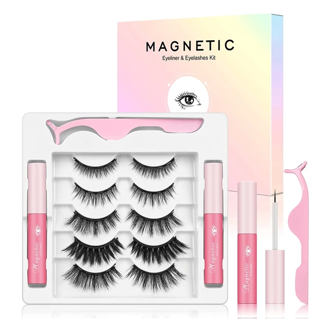 Ciglia Magnetiche 3D Riutilizzabili con Eyeliner Magnetico - 5 Paia
