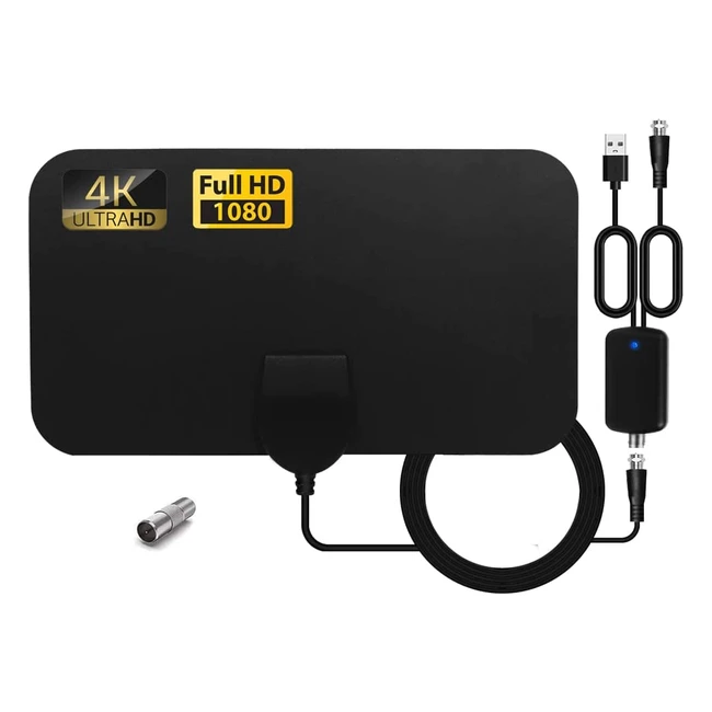 Antenna TV Interno Substu DTTDVBT 2 con Amplificatore di Segnale - 120 Miglia - 4K HD VHF UHF FM