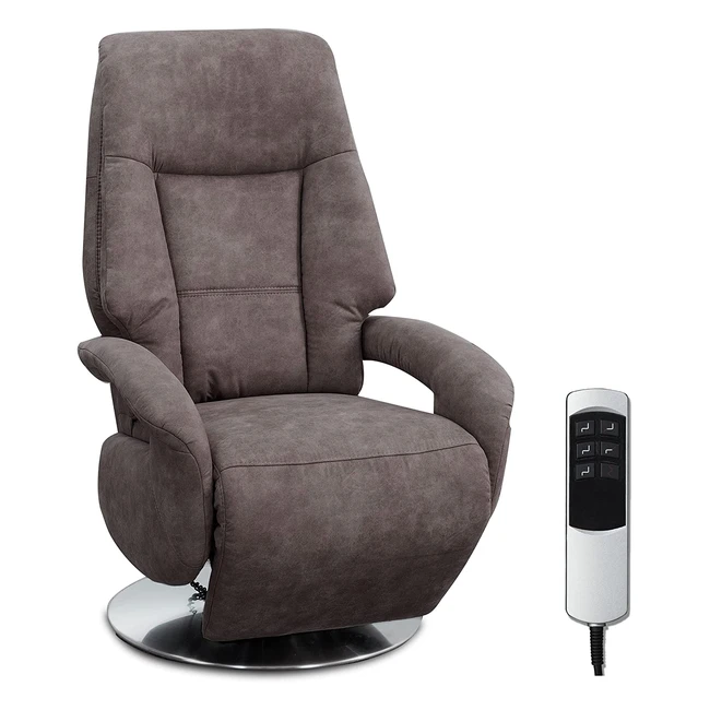 Cavadore TV-Sessel Edinburgh - Elektrisch verstellbar, 2 Motoren, Lederoptik grau