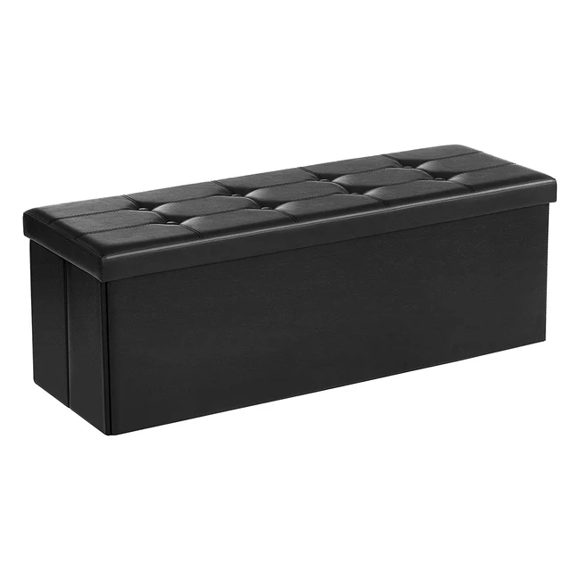 Songmics Sitzbank mit Stauraum, 120L Kapazität, klappbar, bis 300kg belastbar, Schwarz