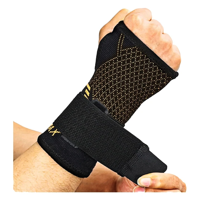 Indeemax High Copper Infused Wrist Support Sleeve - 1 Pair for Carpal Tunnel, Arthritis, Tendonitis Pain Relief