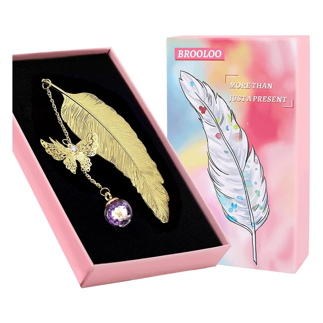 Marque-page plume métal papillon pour lecture - Cadeau original pour femme