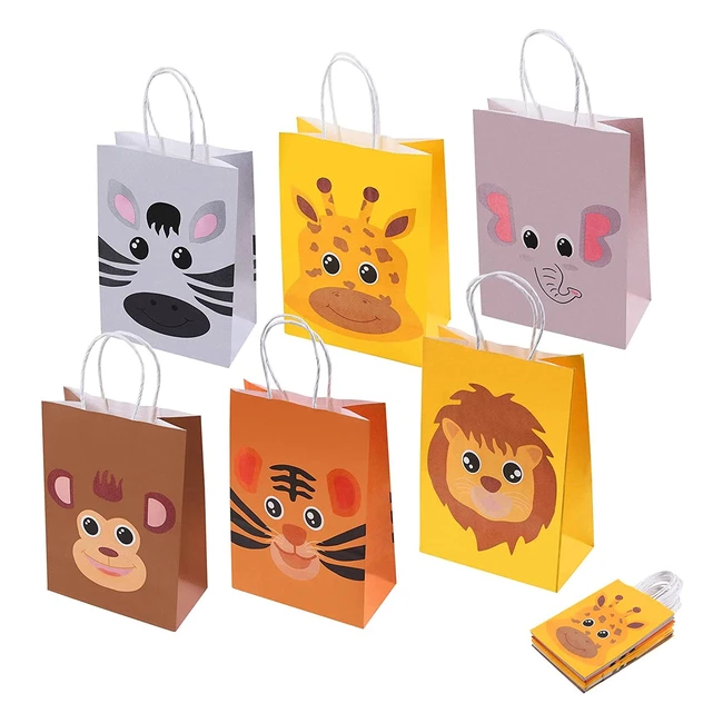 18pcs Jungle Party Bags - Animal Gift Bags for Kids - Perfect for Halloween, Christmas, and Birthdays