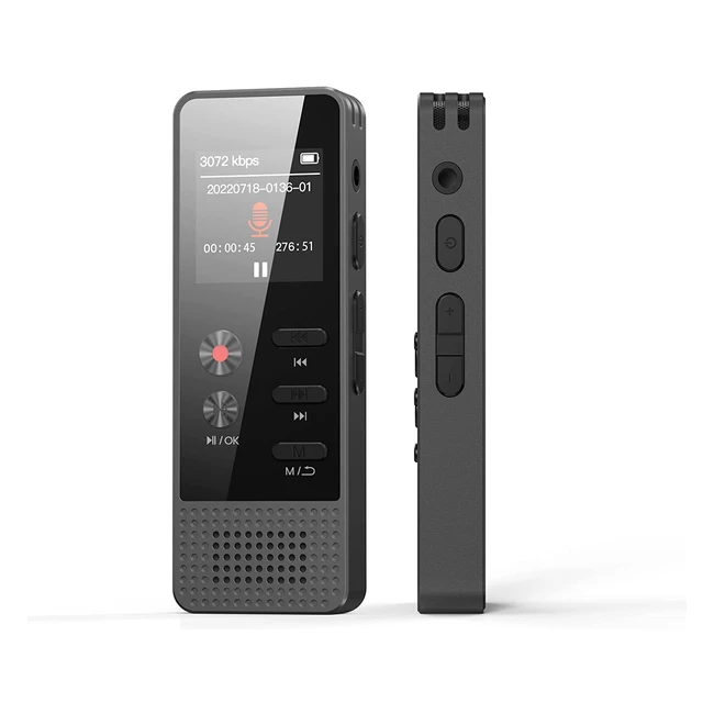 Grabadora de voz bluetooth Vozzooaoxo 64GB HD 3072Kbps - Reducción de ruido de doble micrófono - Grabación activada por voz