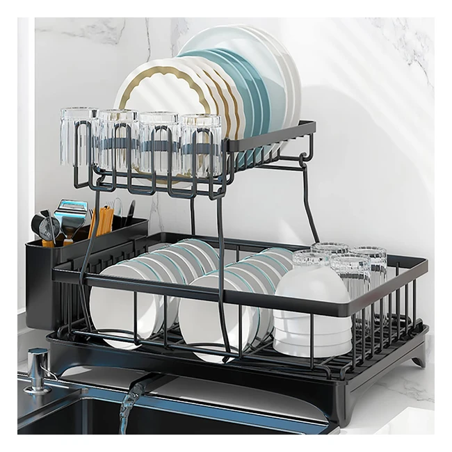 Escurreplatos de 2 niveles en acero inoxidable - Ahorra espacio y mantiene tu cocina limpia