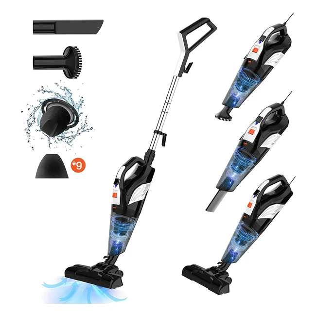 HIHHY Corded Upright Vacuum Cleaner - 18000Pa Strong Suction, 4-in-1 Lightweight Stick & Handheld Vacuum for Hard Floors & Stairs