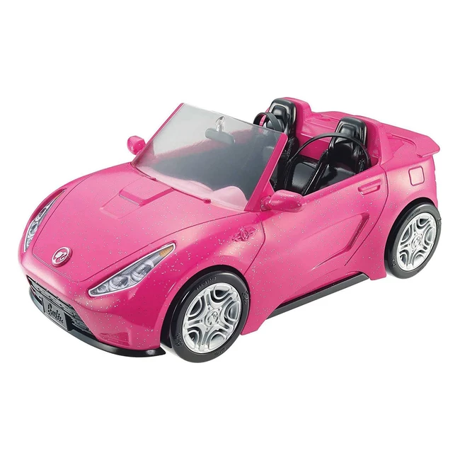 Mattel Barbie Cabriolet Spielzeugauto - Glitzerndes Pink & Silber - Authentisches Interieur - Ab 3 Jahren