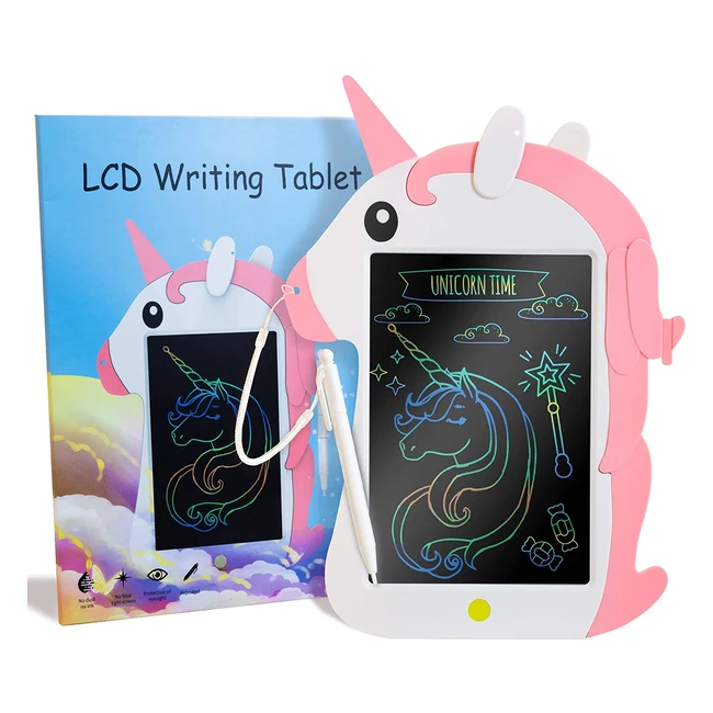 Unicorn LCD Writing Tablet for Kids 8.5 Inch - Doodle Scribbler Pad with Stylus - Educational Toys for 3 Years Old Boy Girl - Pink