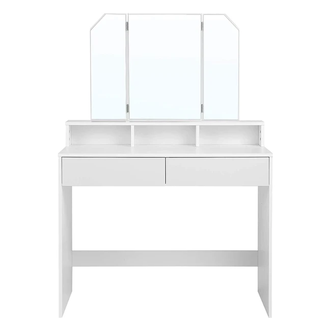 Coiffeuse pliable Vasagle avec miroir 2 tiroirs et 3 compartiments de rangement