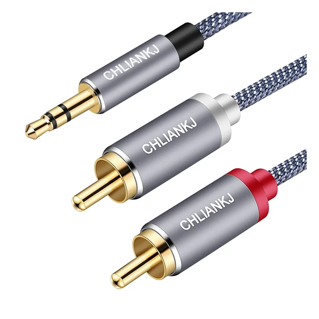 Câble audio jack RCA 3.5mm mâle vers 2 RCA mâle Y, compatible smartphone, PC, autoradio, home cinéma, amplificateur, chaîne hifi, TV, etc. 2m