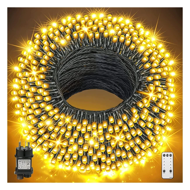 Guirlande lumineuse extérieure Gylefy 100m 800 LED pour Noël, mariage, anniversaire - blanc chaud