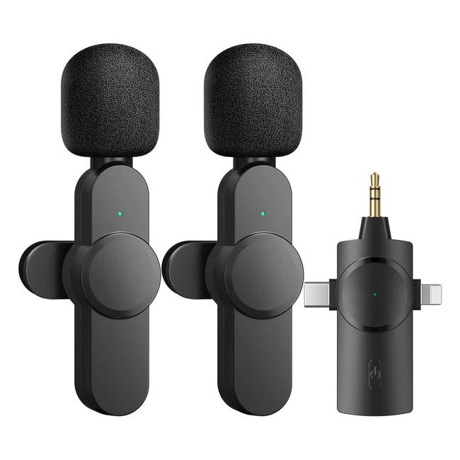 Aikela Wireless Microphones 2-Pack for iPhoneAndroidCamera - Noise Reduction C