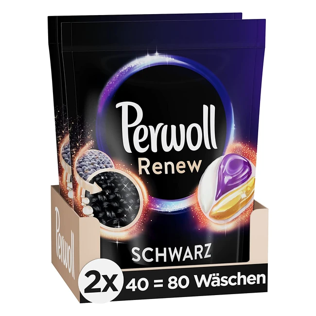 Perwoll Renew Caps Black: All-in-1 Detergent for 80 Washes, Gentle Cleansing, Colour Refreshing, Fibre Smoothing