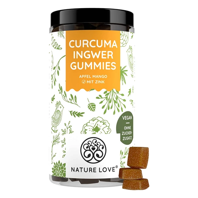 Nature Love Curcuma Ginger Gummies mit Zink - 90 Stck vegan und laborgetestet