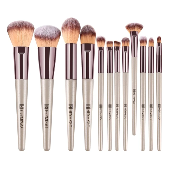 Set di Pennelli Trucco Heymkgo 12pcs Champagne Gold - Professionale per Fondotinta, Blending, Powder, Blush e Occhi