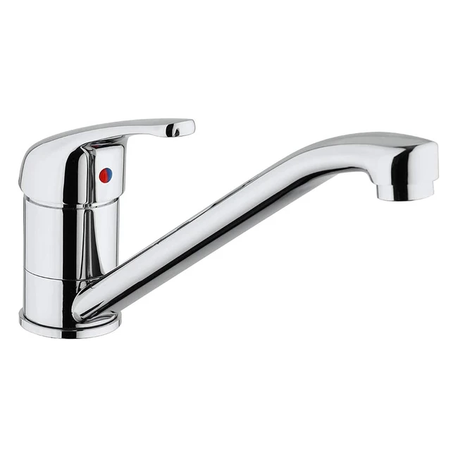 Robinet de cuisine Paini AM10017 avec bec pivotant 360°, cartouche céramique, raccord flexible 35cm - Chrome