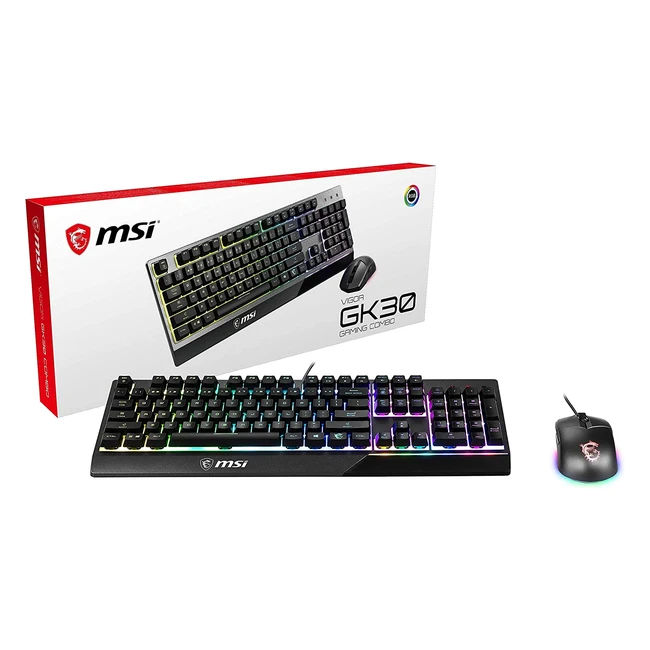 MSI Vigor GK30 Combo Gaming Keyboard and Mouse Bundle - MechMembrane Switches, RGB Lighting, 5000 DPI Optical Sensor