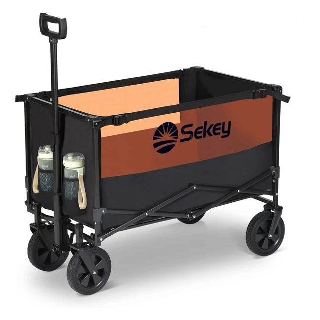Sekey Faltbarer Handwagen XL mit großer Kapazität, 200L, Schwarz mit Orange, ideal für den Outdoor-Transport