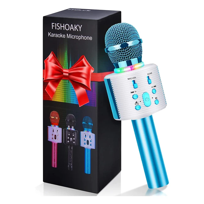 Microfono Karaoke Bluetooth Fishoaky con Effetti Vocali per Bambini e Adulti - Compatibile con Android/iOS/PC
