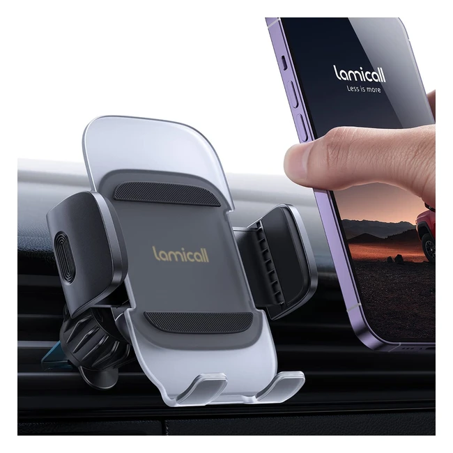 Lamicall Car Phone Holder Vent - Translucent Design, Metal Hook, Universal Mount for iPhone 14/13/12/11 Pro Max Plus Mini, Samsung S23/47 Cellphone