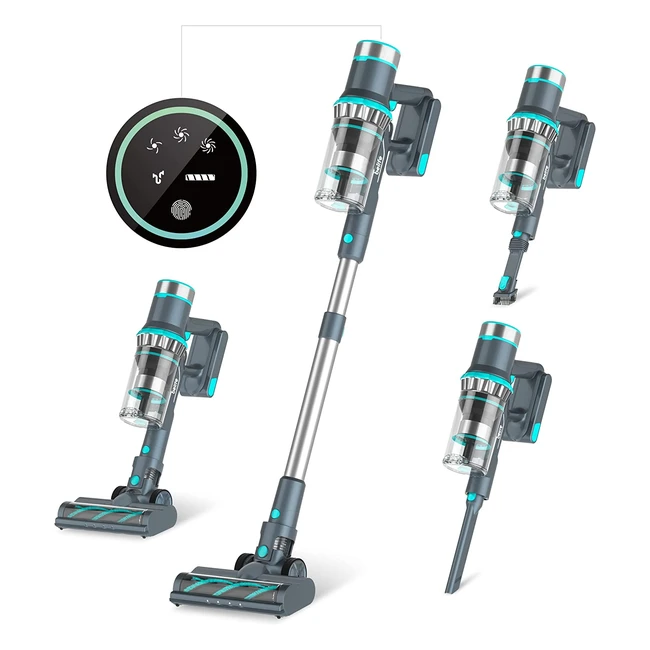 Belife Cordless Vacuum Cleaner - 22kpa Suction, 45min Runtime, LED Touch Screen, Lightweight 6-in-1 Wireless Vacuum for Hardwood, Carpet, Car, and Pet Hair