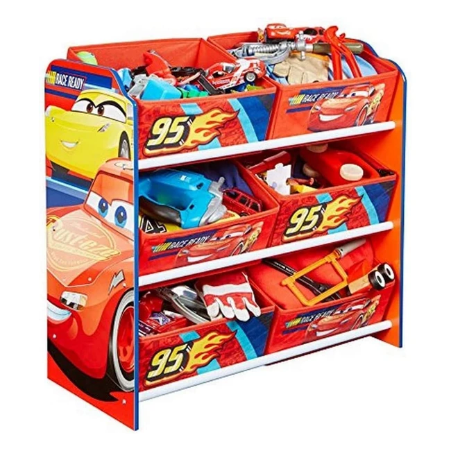Meuble de rangement Disney Cars avec 6 bacs - Idéal pour ranger jeux, livres et jouets