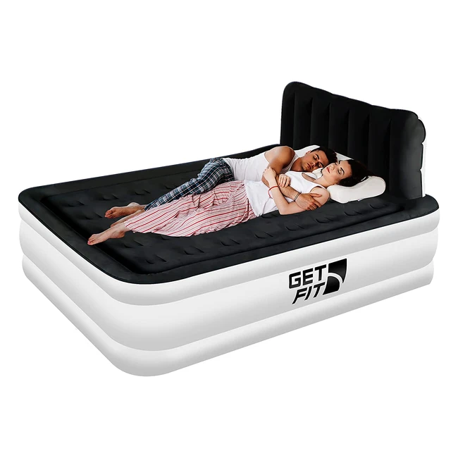 Get Fit Air Bed with Headboard & Electric Pump - Premium King Airbed for Camping & Home Use