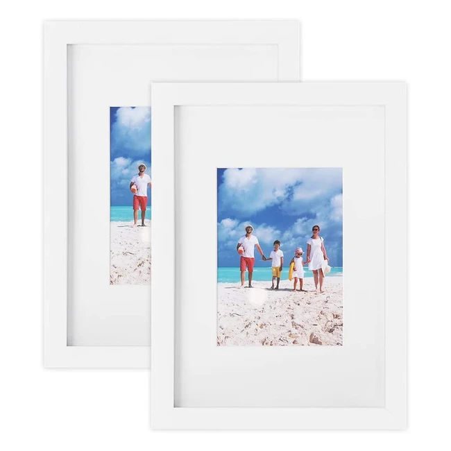 Songmics Picture Frame Set of 2 - A4 & 5x7 inch - Glass Front - White MDF Photo Frames