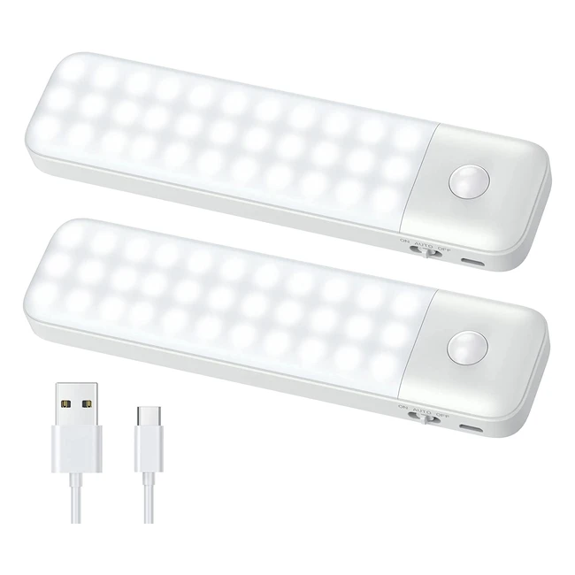 Luce Armadio LED60LED2 con Sensore di Movimento - Ricaricabile USB - Illuminazione 120° - 3 Modalità