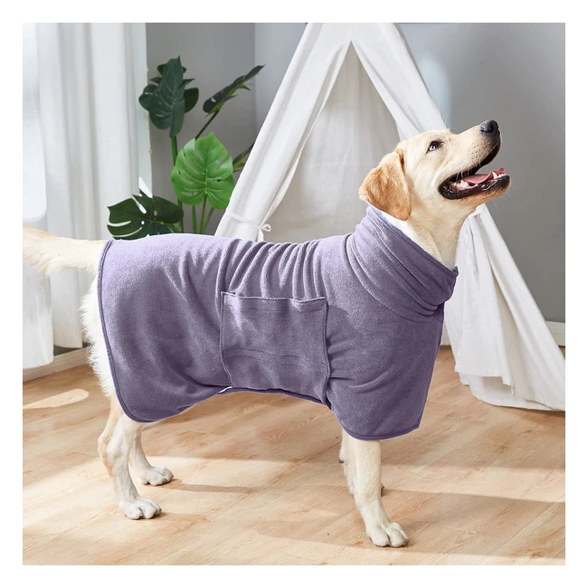 Zorela Dog Drying Coat Robe - Super Absorbent & Fast Drying Microfibre Towel - Adjustable Collar & Waist - Extra Large