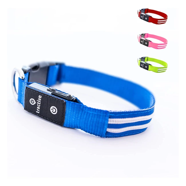 Collier LED pour chien Tractive rechargeable USB tanche bleu - visible jusqu