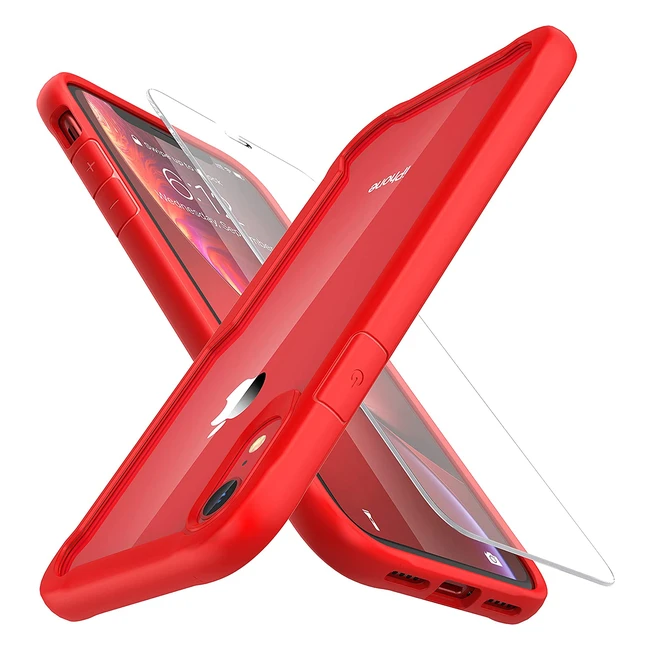 Funda ORETECH para iPhone XR con 2 protectores de pantalla de vidrio templado - Transparente y Resistente a Golpes