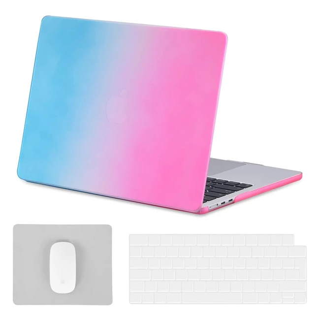 Blueswan MacBook Air 2022 Hülle, Neon Gradient, Tastaturschutz, Mauspad, Pink, Aqua Blue