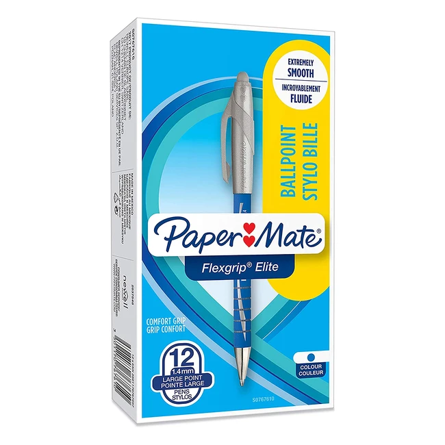 Bolígrafo Paper Mate Flexgrip Elite retráctil azul 14mm - Caja de 12
