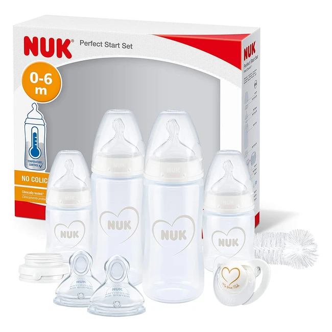 NUK Perfect Start First Choice Baby Bottles Set - BPA-Free, Anti-Colic, Temperature Control, 10 Count