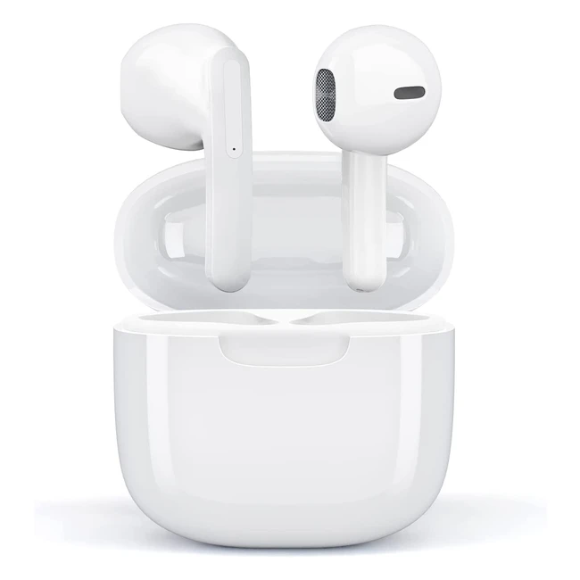 Ecouteurs Bluetooth sans fil 50 Sport Hifi, Réduction de bruit, Contrôle tactile pour iOS et Android, Blanc