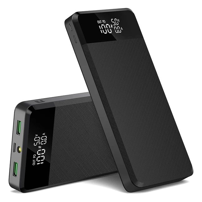 30000mAh Power Bank Portable Charger - Fast Charging, 3 USB Ports, LCD Display, Flashlight - iPhone, Samsung, Xiaomi, Huawei