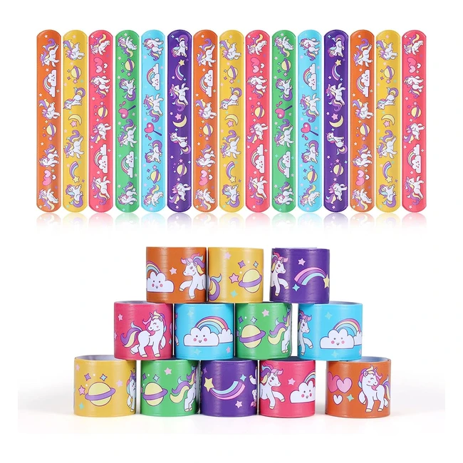 Braccialetti Slap per Bambini Yumcute - 30 Pezzi con Unicorni e Motivi Arcobaleno