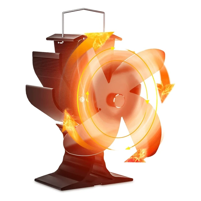 Signstek Stove Fan - Heat Powered 4 Blades for Wood Burning Stove - Eco Friendly and Silent Operation