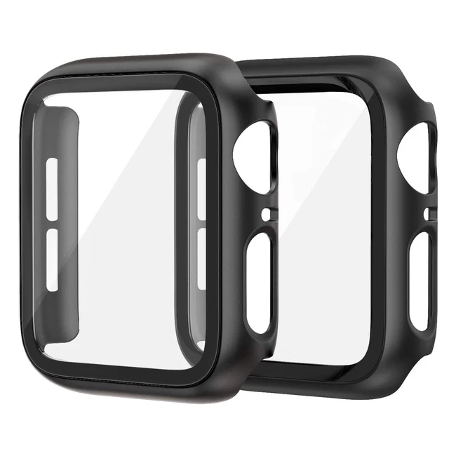 Slim PC Case with Tempered Glass Screen Protector for Apple Watch 41mm Series 7/8 - Edimens