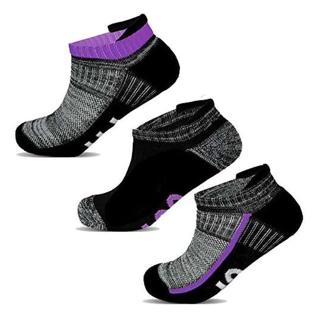 Socksology Womens Ankle Running Socks - 3 Pairs  Breathable Cushioned Anti-O