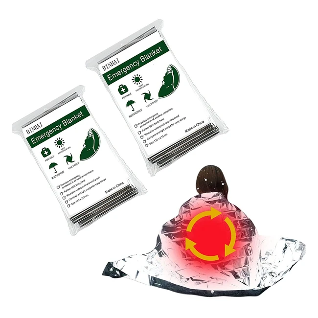 Coperte di Emergenza Termiche Binhai - Confezione da 2 - Sopravvivenza in Condizioni Estreme
